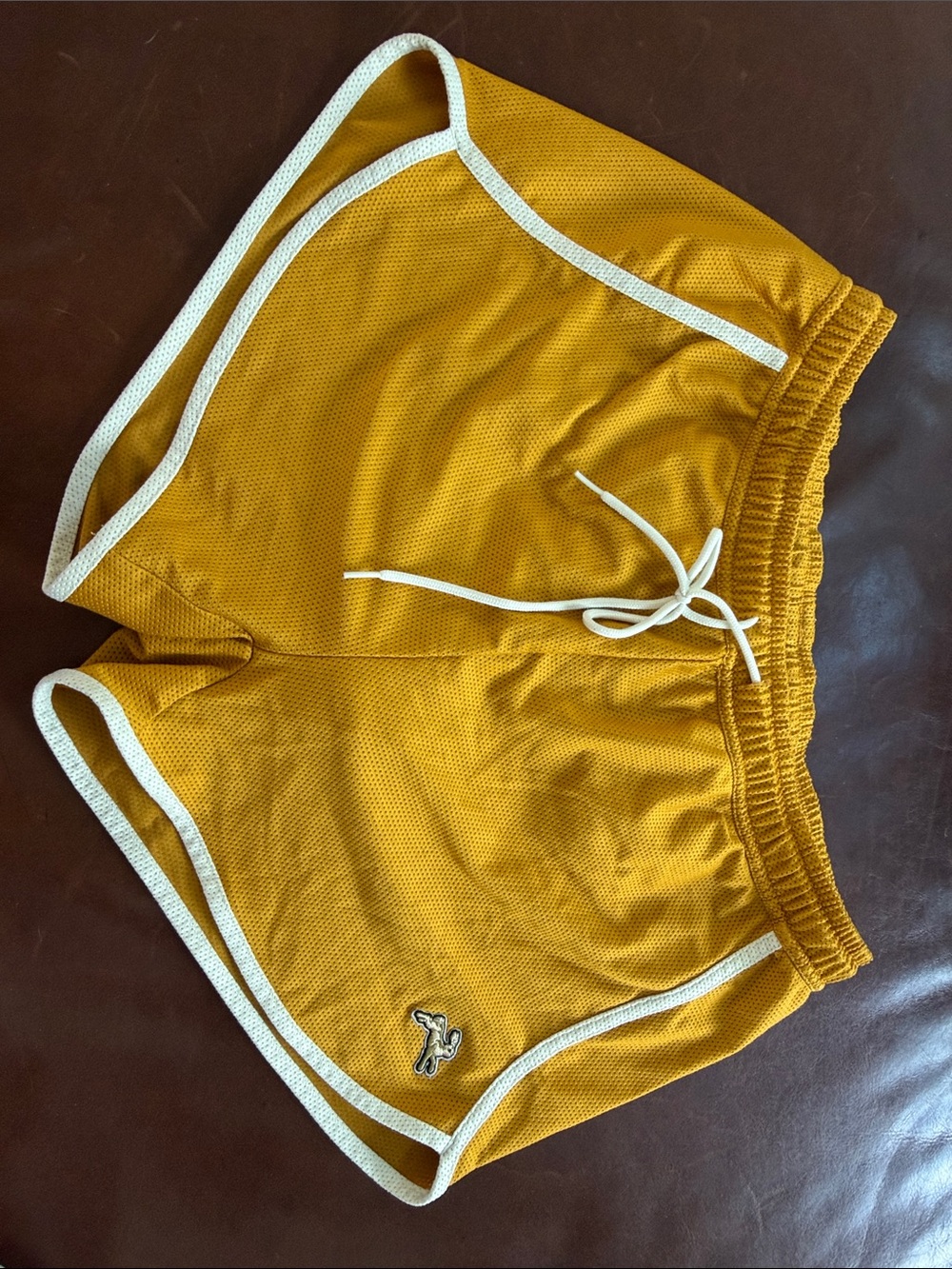 Tracksmith Van Cortlandt Yellow Mesh Athletic Shorts with White Trim